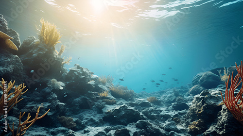 Wallpaper Mural underwater scene with fishes and coral Torontodigital.ca