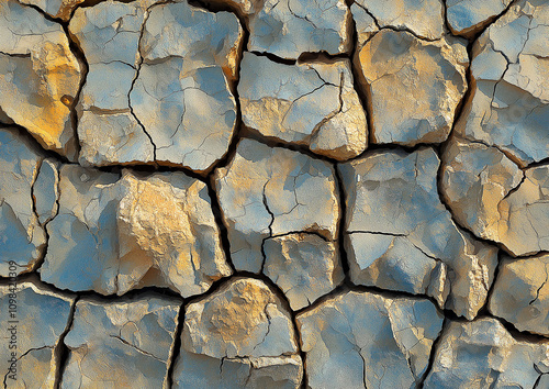 Dry, cracked earth texture in a drought-affected area photo