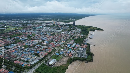 Bintulu, Malaysia - November 23, 2024: The Tanjung Batu Beach of Bintulu photo