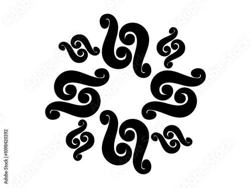 Vintage art with radial round symmetry art silhouette