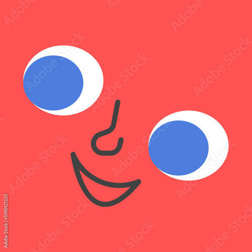 Happy smirking face emoji flat design cartoon illustration