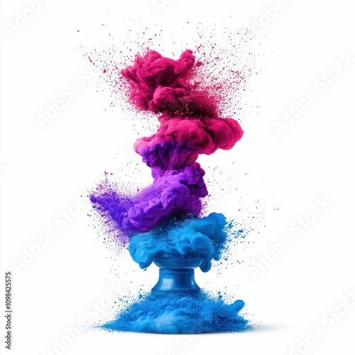 Explosion of Vibrant Pink, Purple, and Blue Powder in Motion