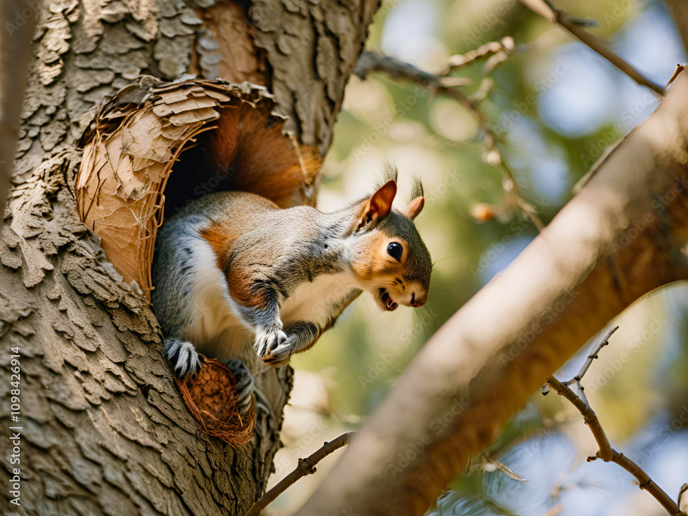 Fototapeta premium squirrel on tree