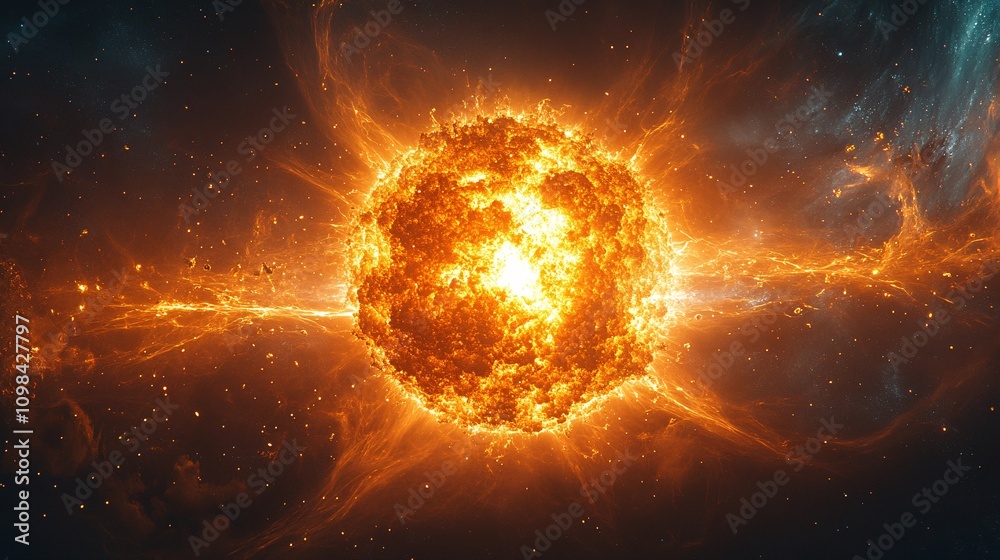 Obraz premium Exploding Star: Cosmic Fireball in Deep Space Nebula