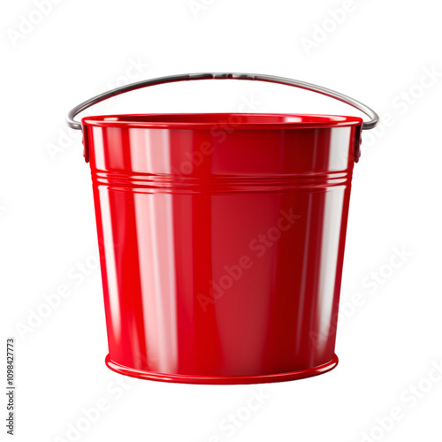 High-resolution image of a shiny red metal bucket photo