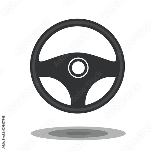 grey steering wheel from the car on a white background photo