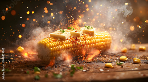 Fiery Corn on the Cob, Buttery, Spicy Delight, Flamb?ed to Perfection photo