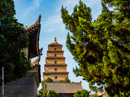 Scenic  view of giant wild goose pagoda, Xian, China