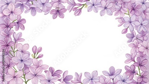 Lilac Watercolor Frame Botanical Illustration, Floral Border, Spring Design