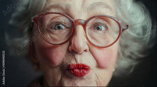 grandmother sending a kiss to the camera photo