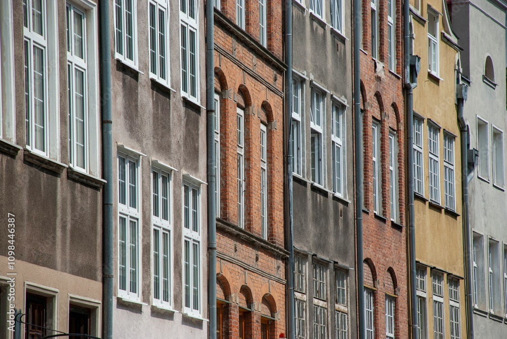 Fototapeta premium Restored houses with colorful facades