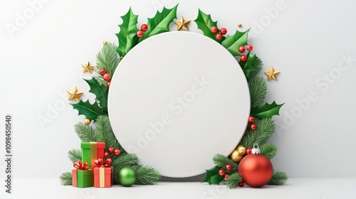 Festive frame with Christmas decorations. photo