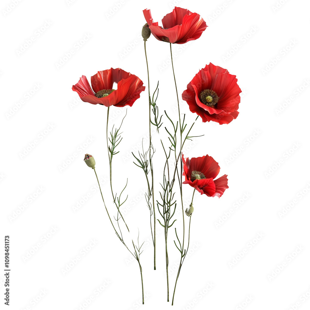 Obraz premium Red Poppy Flowers in Bloom