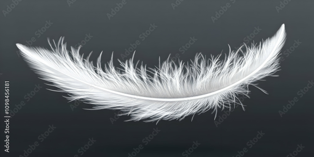 Obraz premium White Feather Arcing on Dark Background