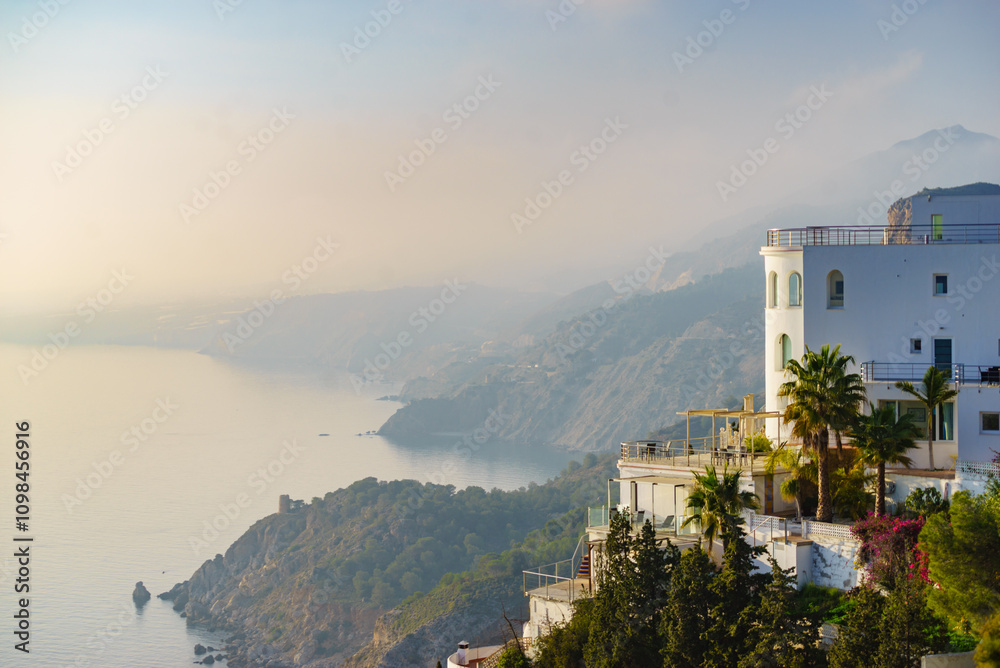 Sea landscape, cliff coast in Andalusia Spain