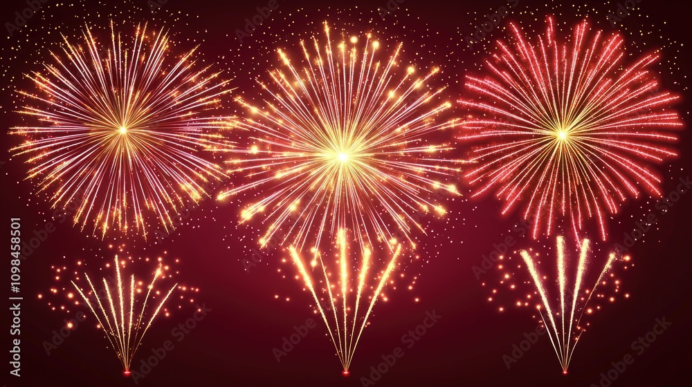 Fototapeta premium Colorful Fireworks Display Over Dark Sky for Celebration Events