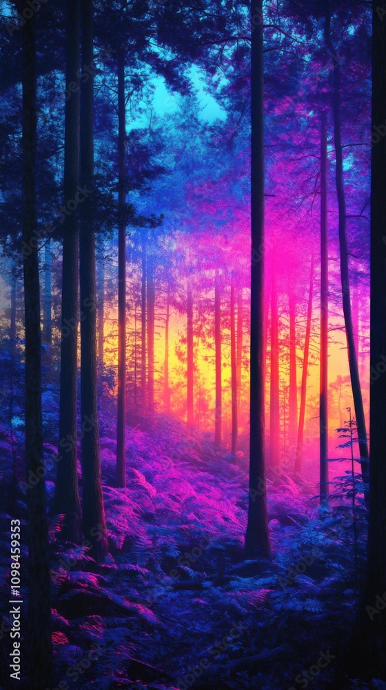 Obraz premium Colorful forest at sunset image