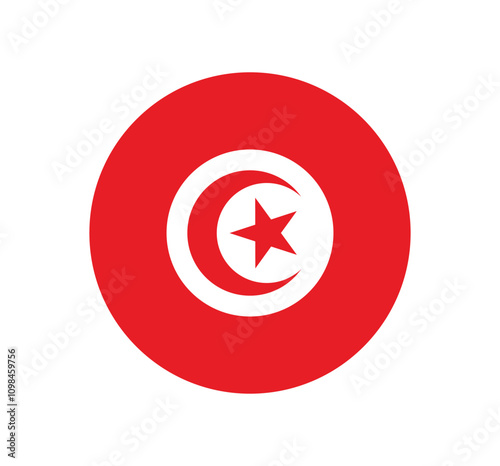 Free Download Vector Tunisia National Flag icon. Round flag of Tunisia on white Background. - GFXLoad
