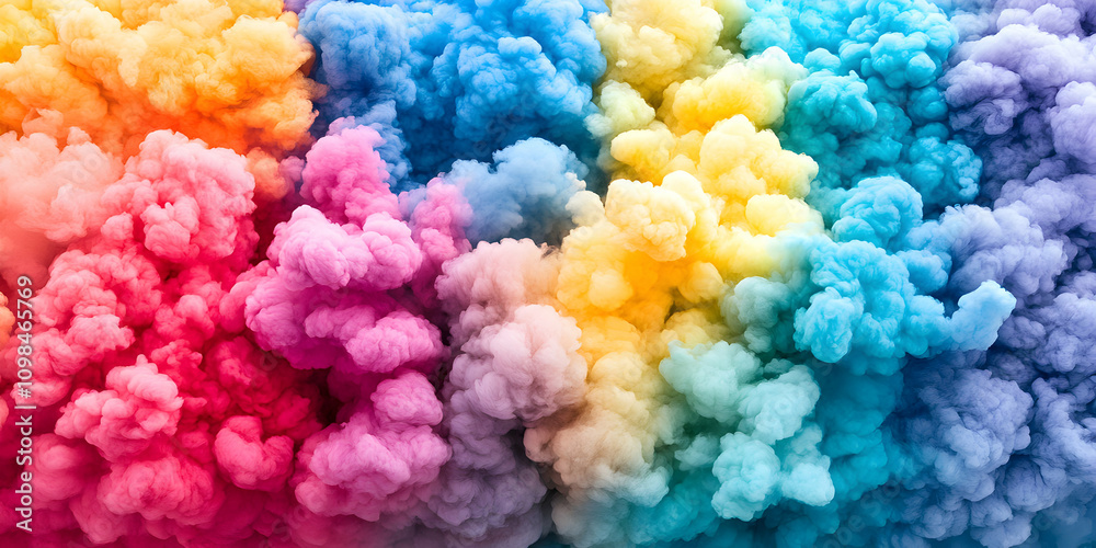 Fototapeta premium Vibrant Rainbow Colored Smoke Plumes Abstract Background Image
