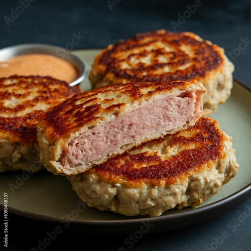 Golden Air-Fried Meat Patties with a Sauce Side photo