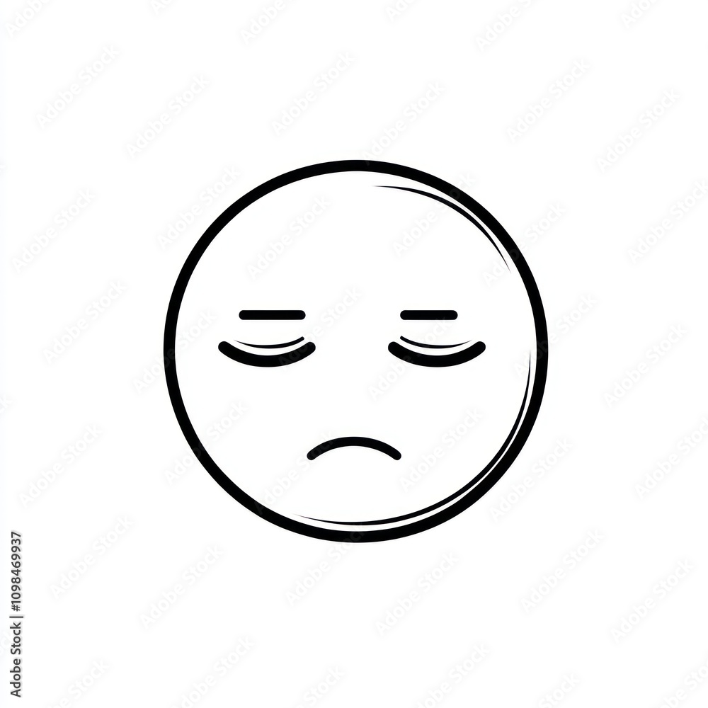 Obraz premium Sad Face Icon Simple Line Art Design