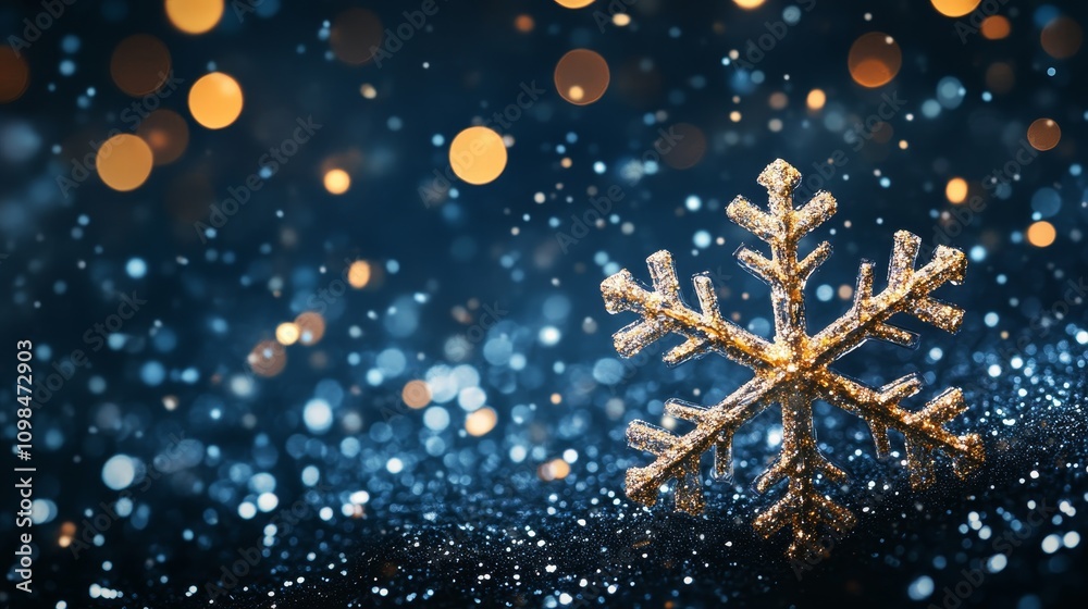 Fototapeta premium Snowflake isolated on black background composition
