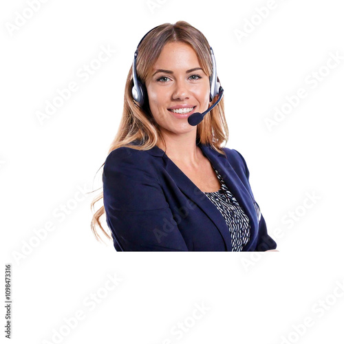 Transparent PNG OF Cheerful Telecall Girl Smiling photo