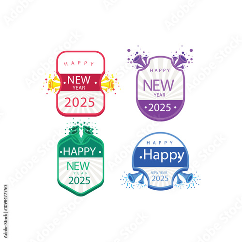 Happy new year 2025 design set. With colorful truncated number illustrations. Premium vector design 2025