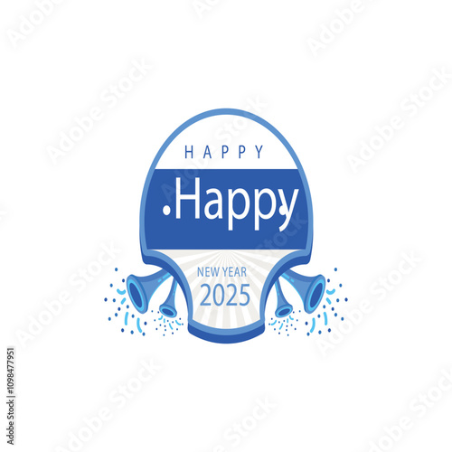 Happy new year 2025 design. With colorful truncated number illustrations. Premium vector design 2025