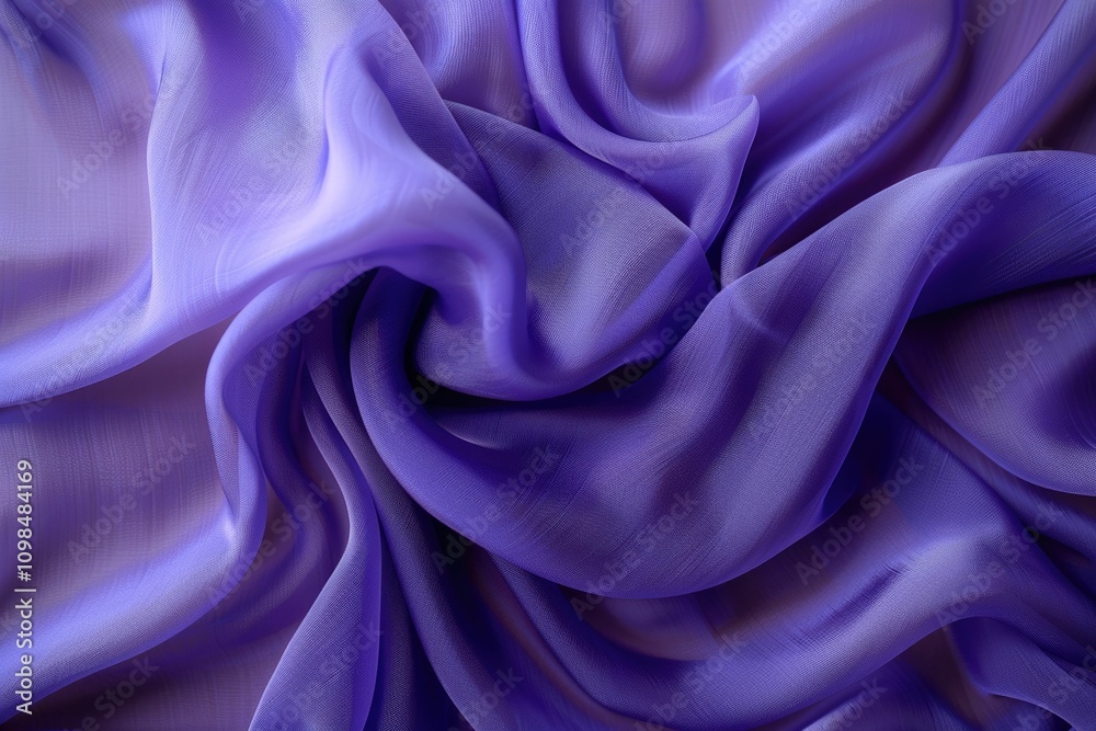 Fototapeta premium Draped purple chiffon fabric showcasing its soft texture and subtle sheen.