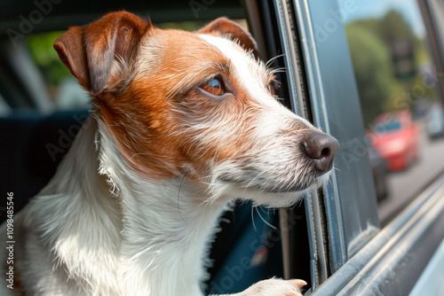 Don't leave me at home and don't abandon me Dog Enjoying a Scenic Ride During Summer Holidays