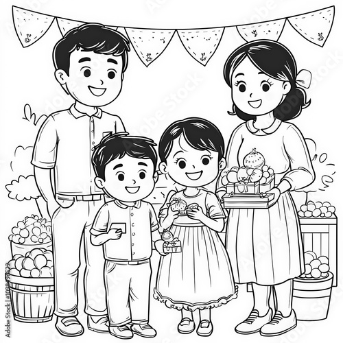 A family attending a festiv...