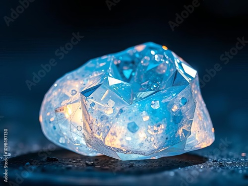 Close-up of a blue crystal embedded in a rock formation photo