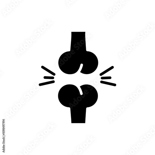 Arthritis knee joint pain icon black and white vector outline sign