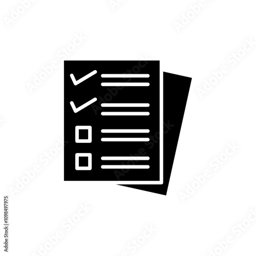 Assignment icon black and white vector outline sign