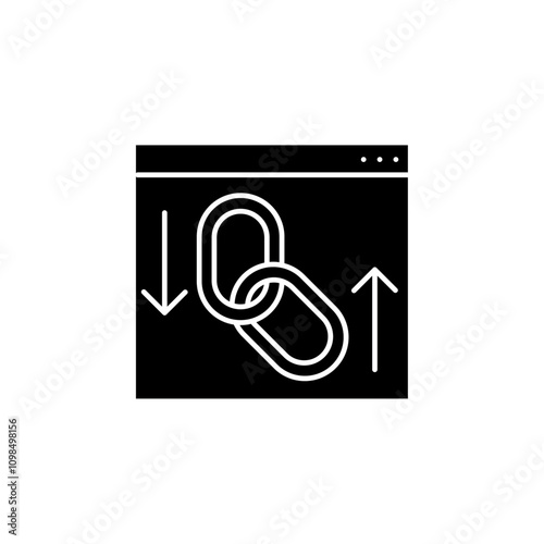 Backlink icon black and white vector outline sign