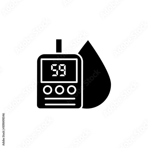 blood glucose icon black and white vector outline sign