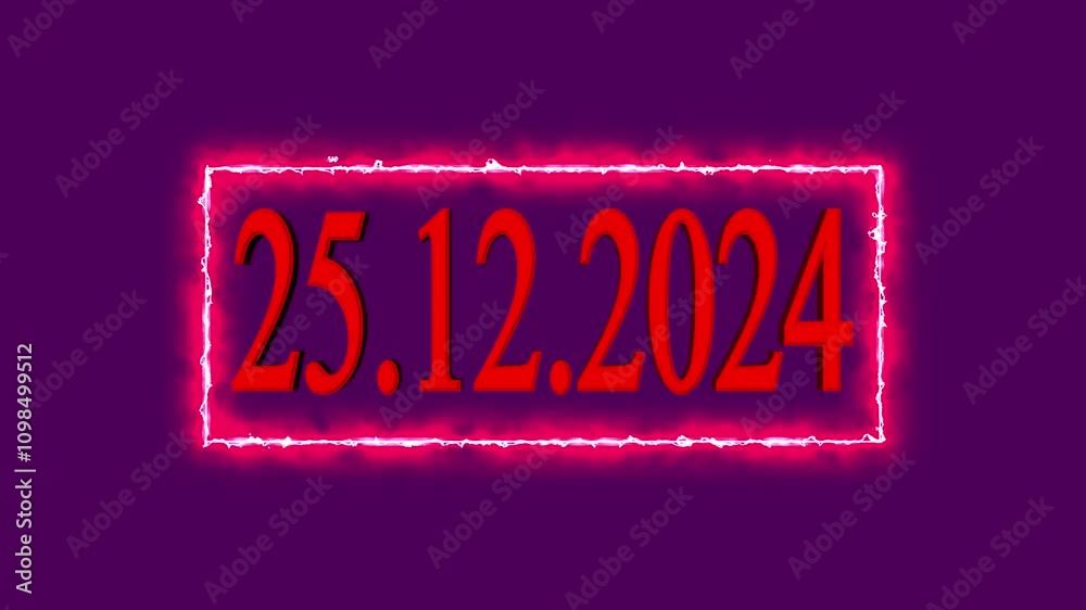 Merry Christmas Day 25 december red color boder saber animation on black Background.