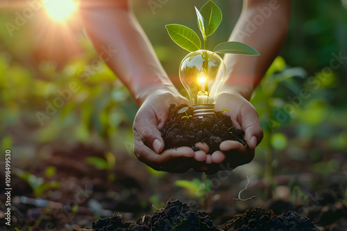 hands holding a plant