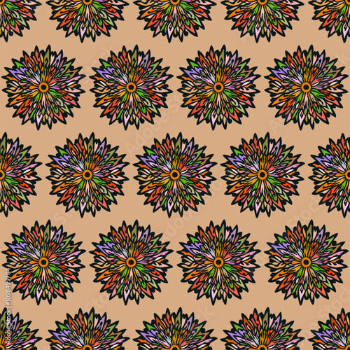 Seamless pattern of decorative flowers. Vector stock illustration eps10. Adobe Illustrator Artwork