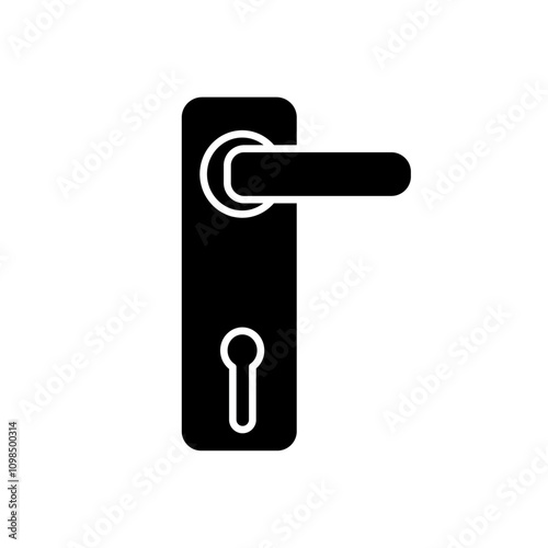 Door knob icon black and white vector outline sign
