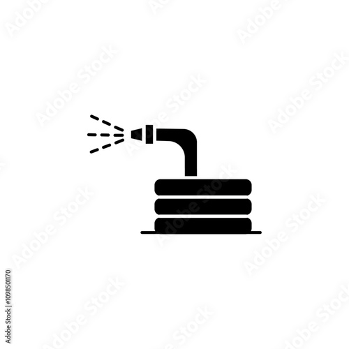 garden hose icon black and white vector outline sign
