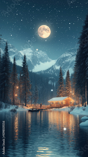 festive winter landscape fe...