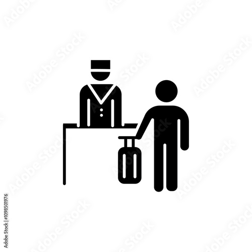 Hospitality industry icon black and white vector outline sign