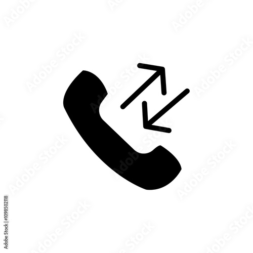 incoming outgoing calls icon black and white vector outline sign