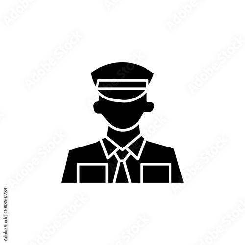 Male chief officer icon black and white vector outline sign