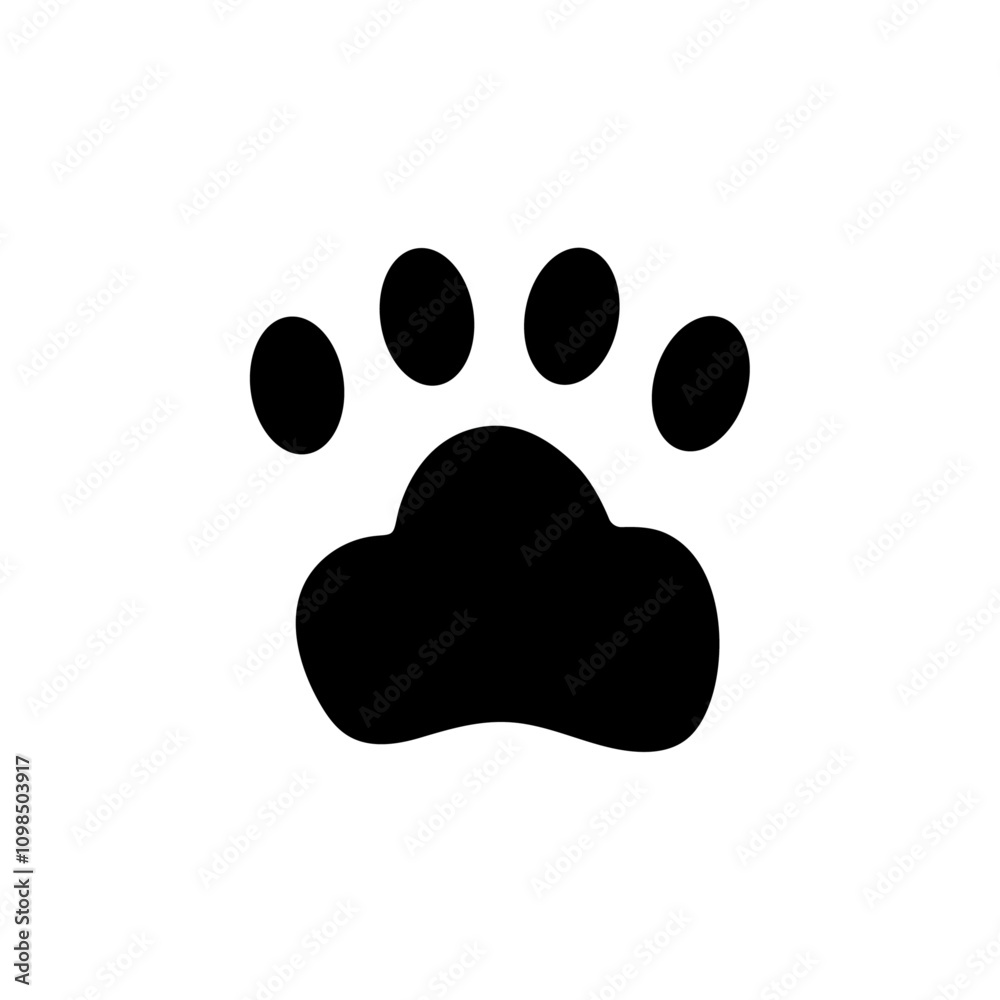 Fototapeta premium Paw icon black and white vector outline sign