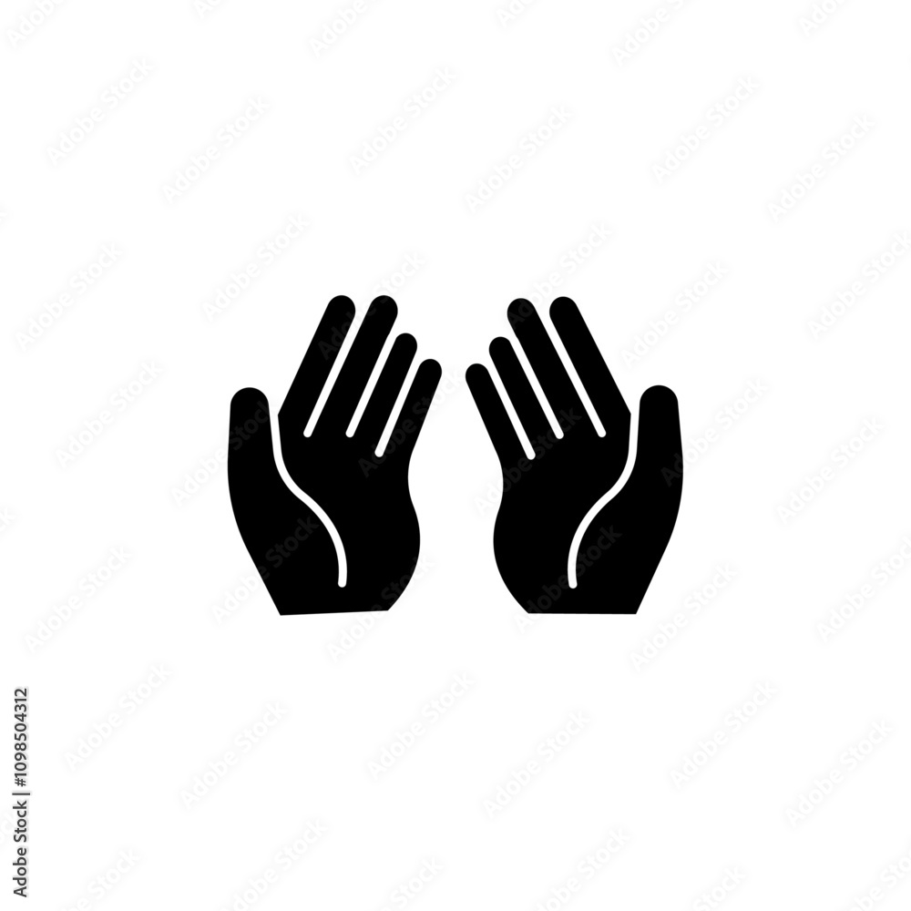 Fototapeta premium Pray icon black and white vector outline sign