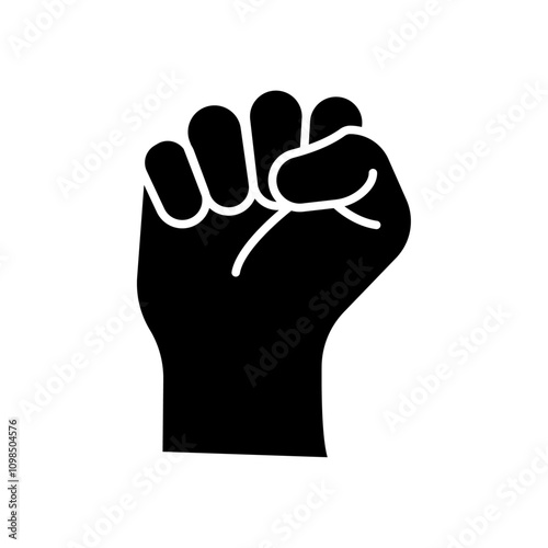 raised fists icon black and white vector outline sign