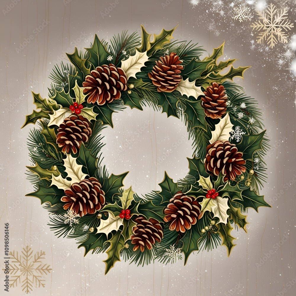 Fototapeta premium Christmas wreath transparent background